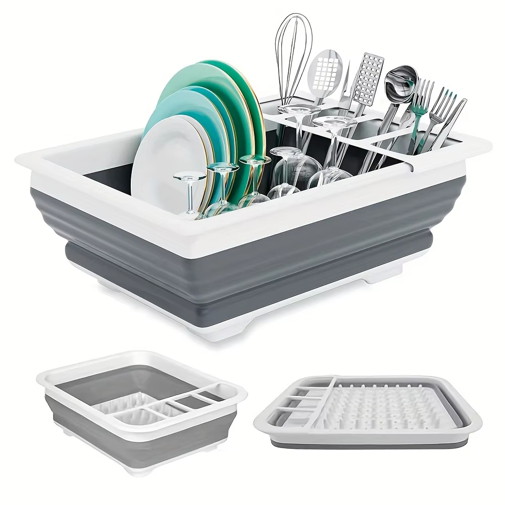 Camping Quiet - Collapsible Dish Drying Rack with Utensil