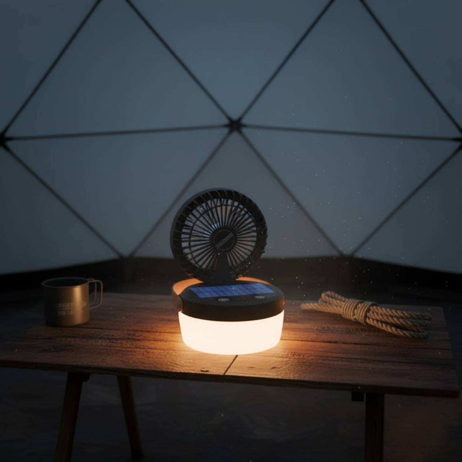Outdoor Camping Fans - Solar Camping Fan Lantern Foldable Design