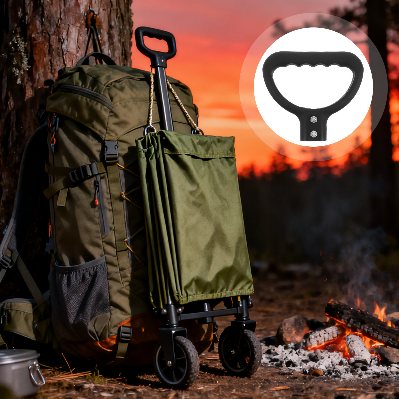 Outdoor Camping Trolley - Wagon Handle Bar Replacement Flat Hole