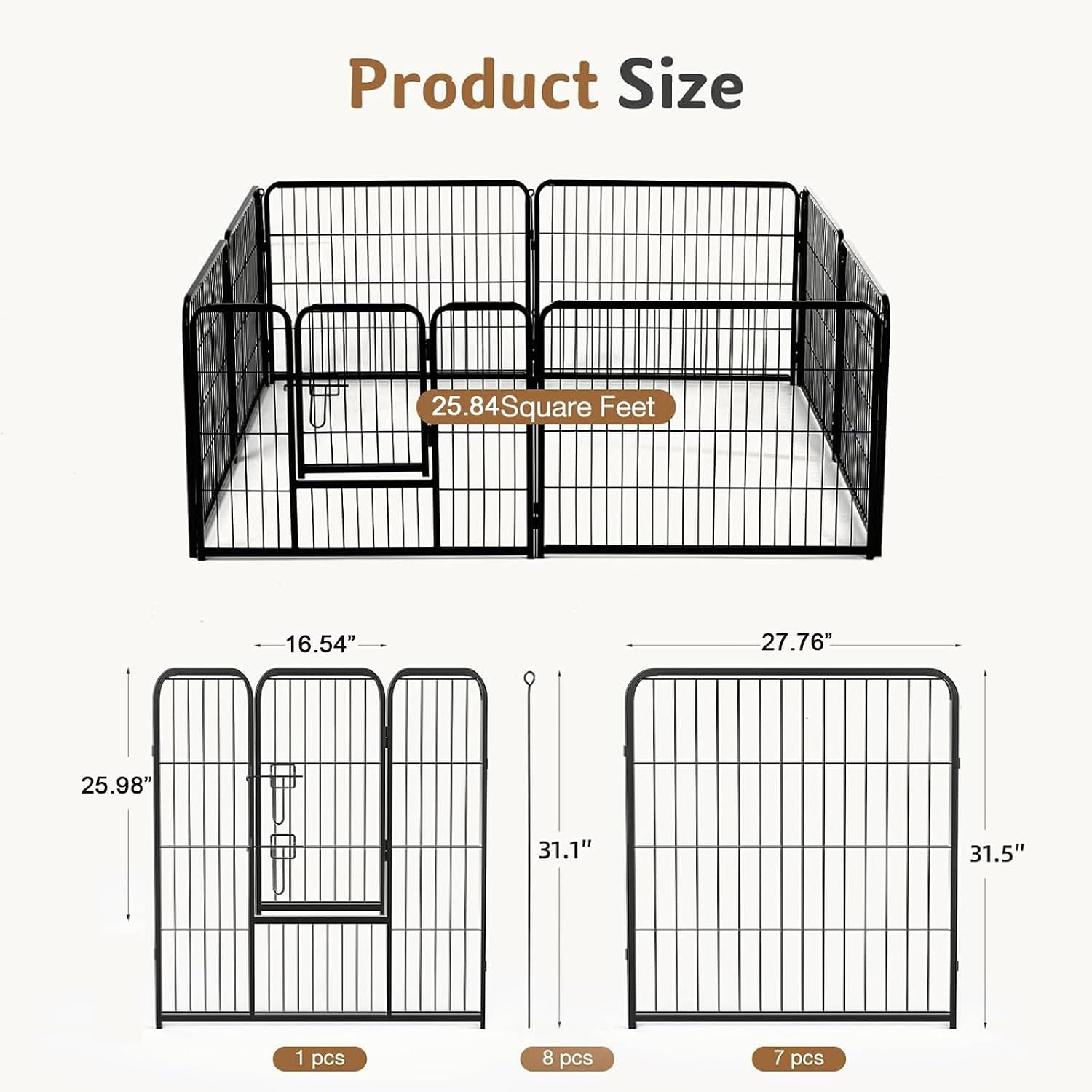 32 Inch Metal Dog Playpen, 8 P - Outdoor Camping Dog Fence ulasan dan harga