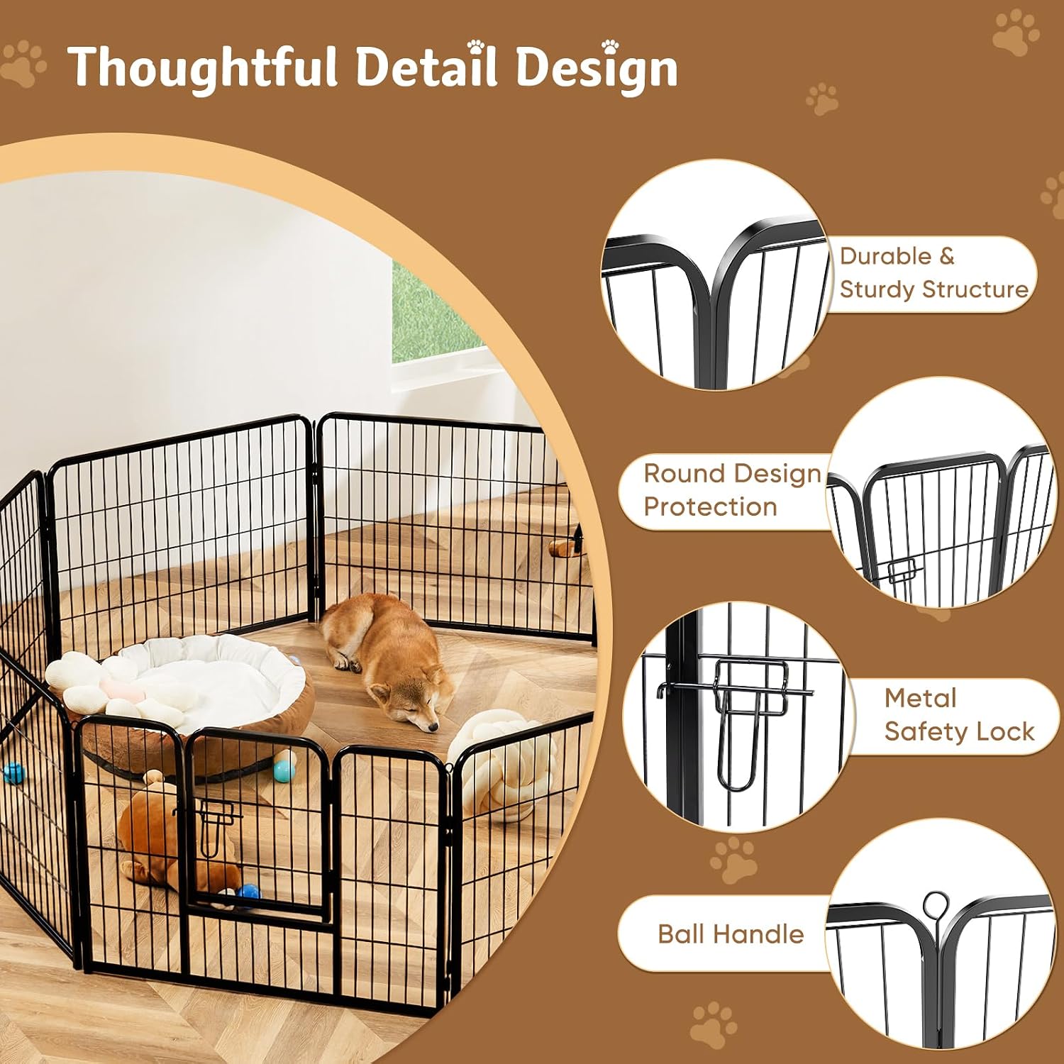 32 Inch Metal Dog Playpen, 8 P - Outdoor Camping Dog Fence ulasan dan harga
