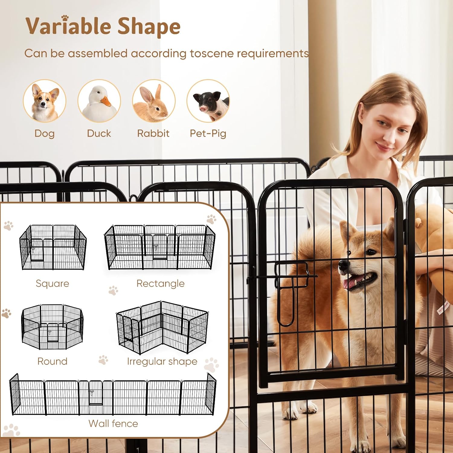 32 Inch Metal Dog Playpen, 8 P - Outdoor Camping Dog Fence ulasan dan harga