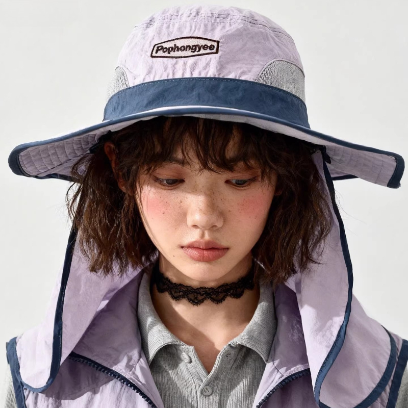 Fashion Contrast Stitching Mes - Camping Outdoor Quick Drying Sun Neck Protection Cap Hat ulasan dan harga