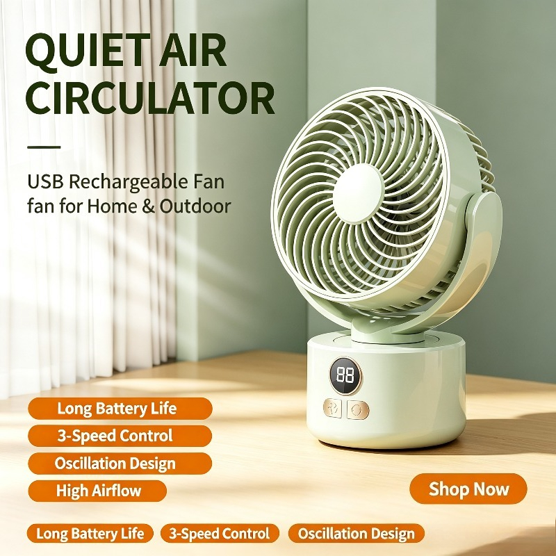 USB Rechargeable Silent Fan wi - Outdoor Camping Fans ulasan dan harga