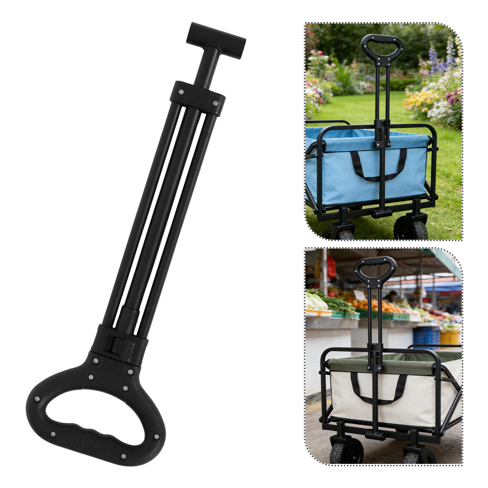 1Set Folding Wagon Push Handle - Outdoor Camping Trolley ulasan dan harga