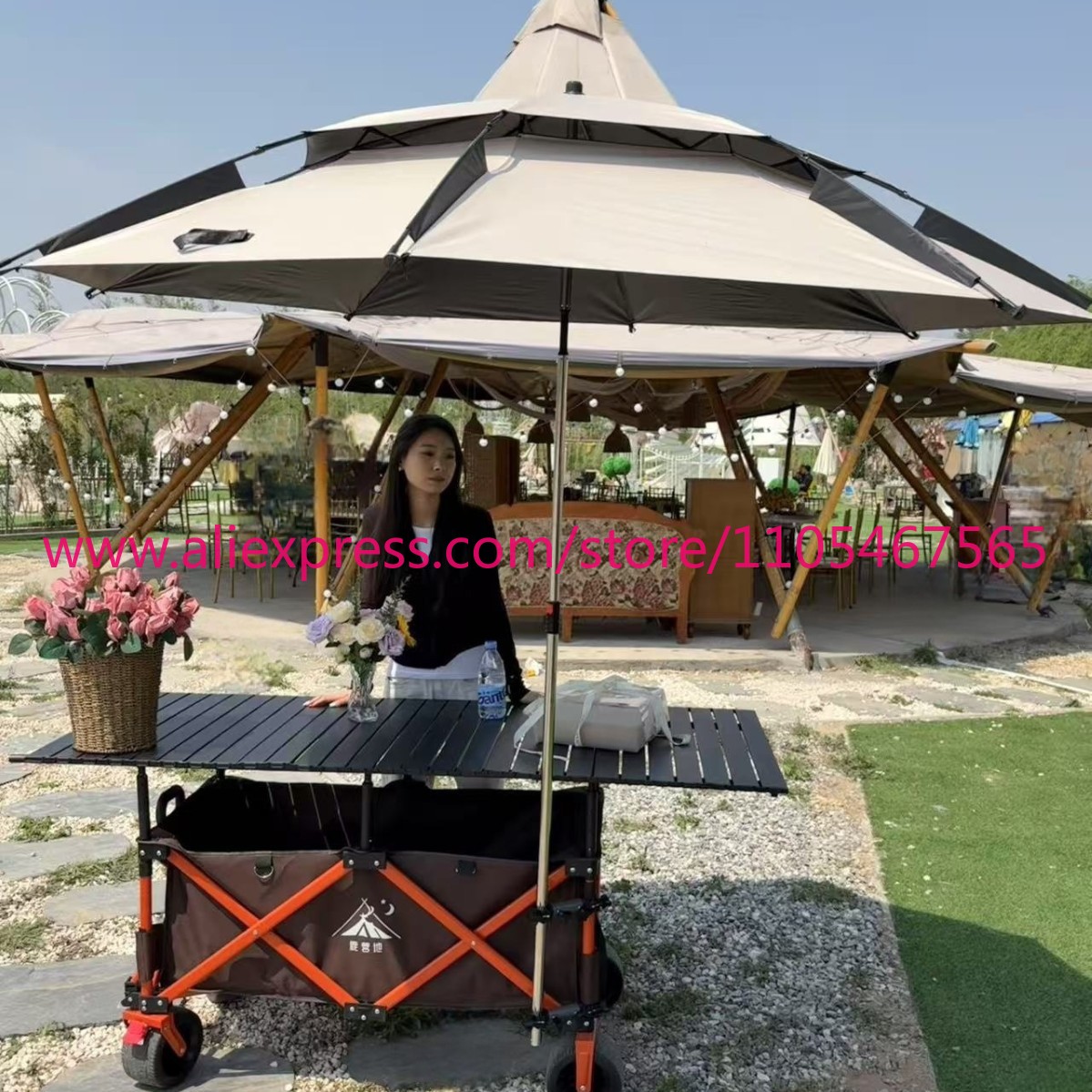 1PCS camper stall large foldab - Outdoor Camping Trolley ulasan dan harga