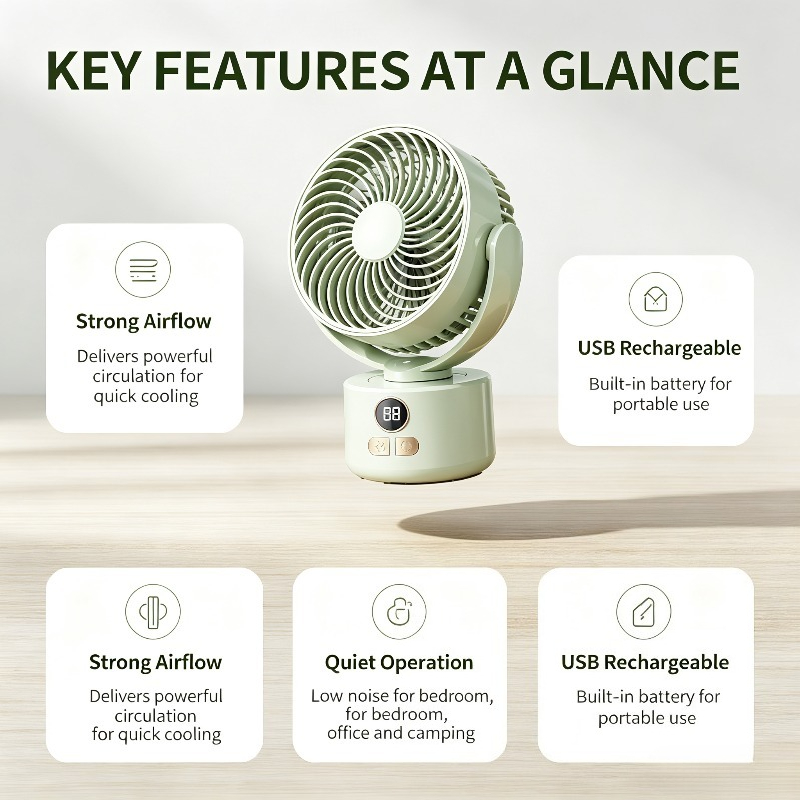 USB Rechargeable Compact Fan w - Outdoor Camping Fans ulasan dan harga