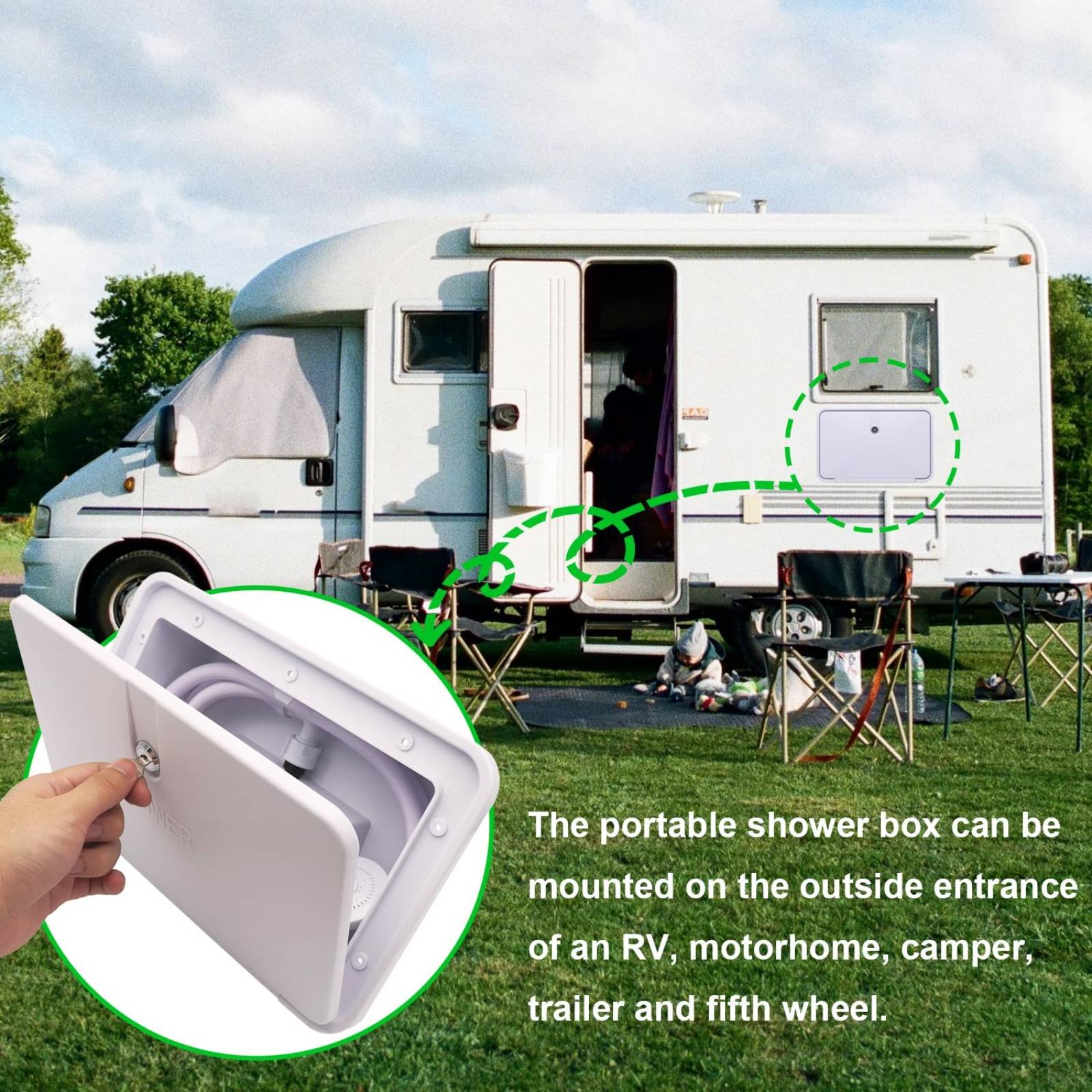 RV Exterior Shower Box Compact - Outdoor Camping Box ulasan dan harga