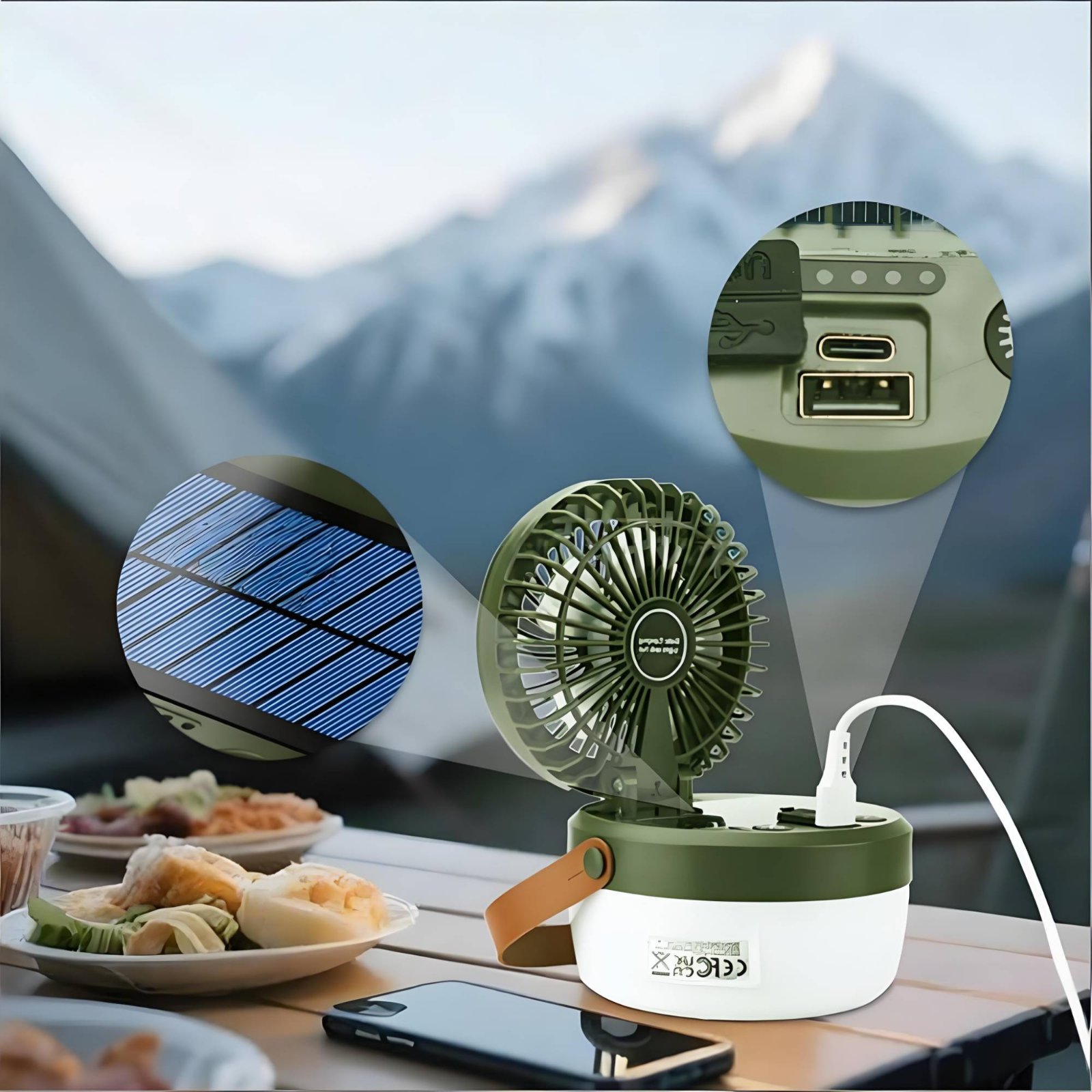 Solar Camping Fan Lantern Fold - Outdoor Camping Fans ulasan dan harga