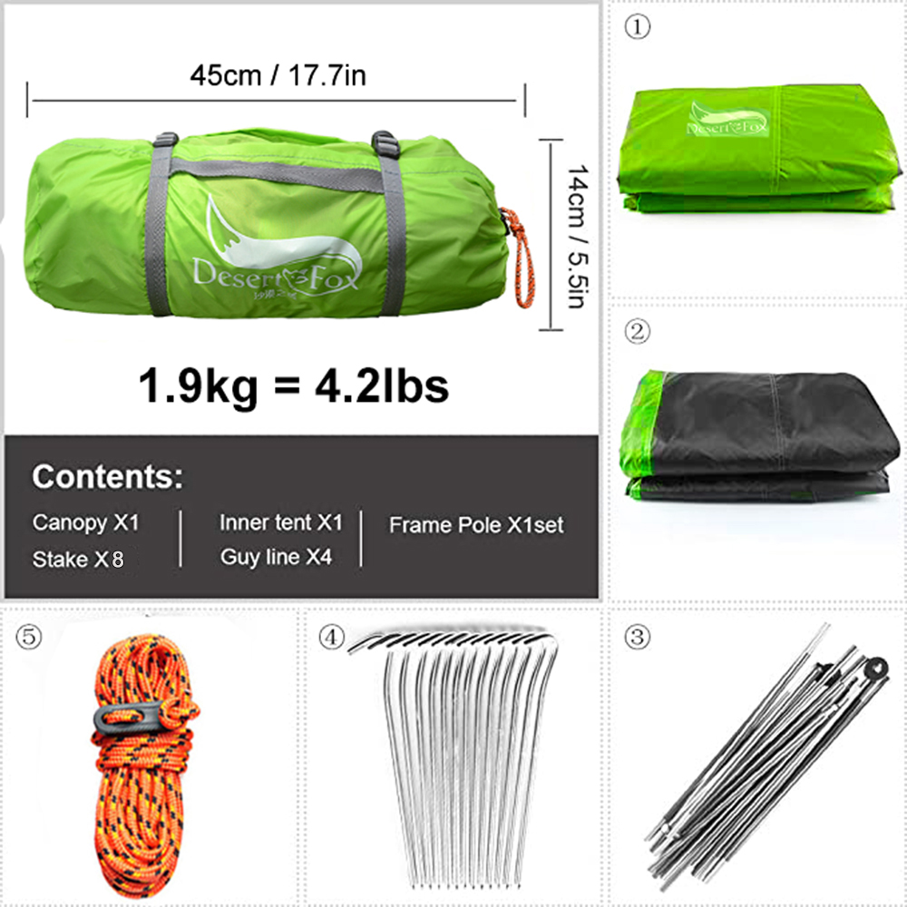 Desert&Fox 2 Person Tent Light - Outdoor Camping Dome ulasan dan harga