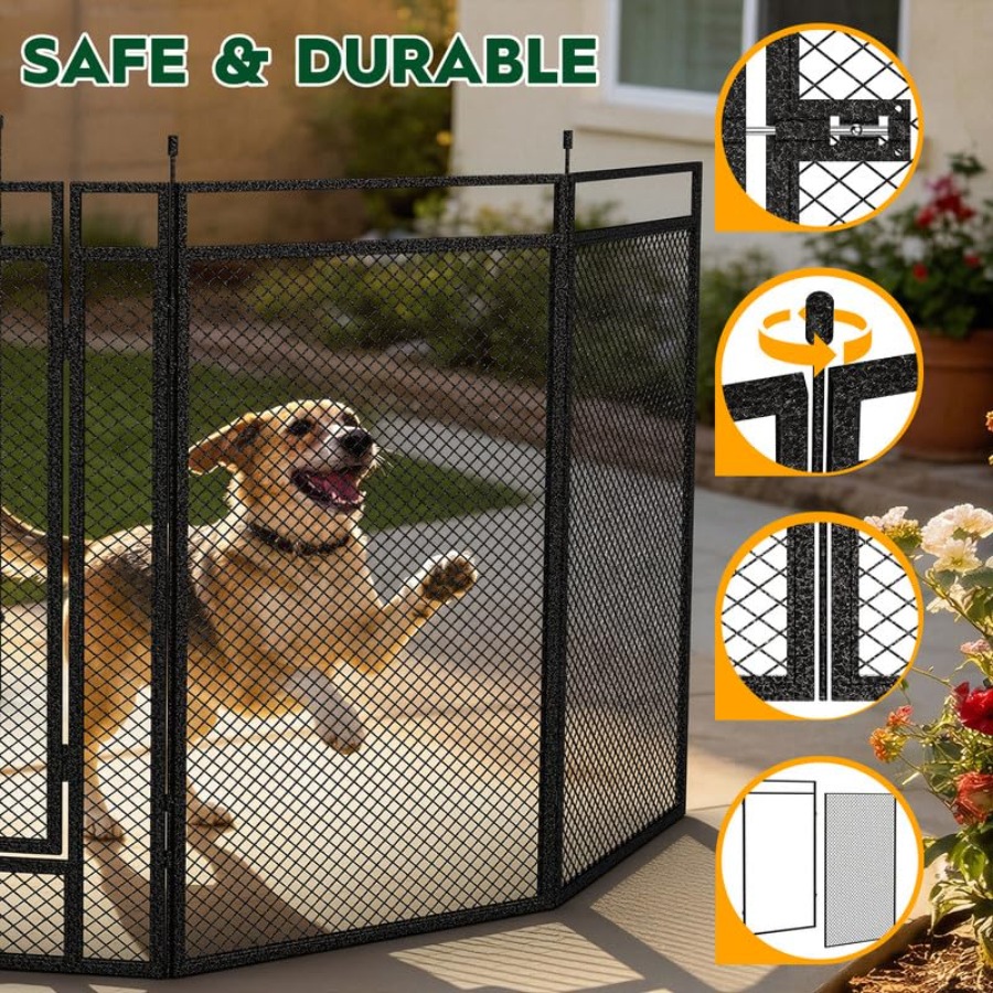 Dog Playpen with Safety Mesh 3 - Outdoor Camping Dog Fence ulasan dan harga